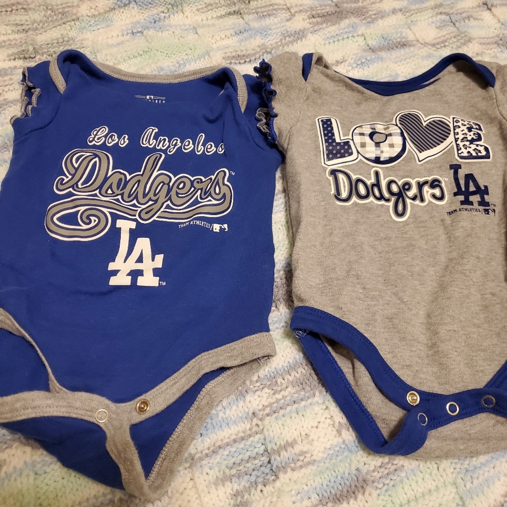 Set of 2 LA Dodgers onesies size 0-3 months